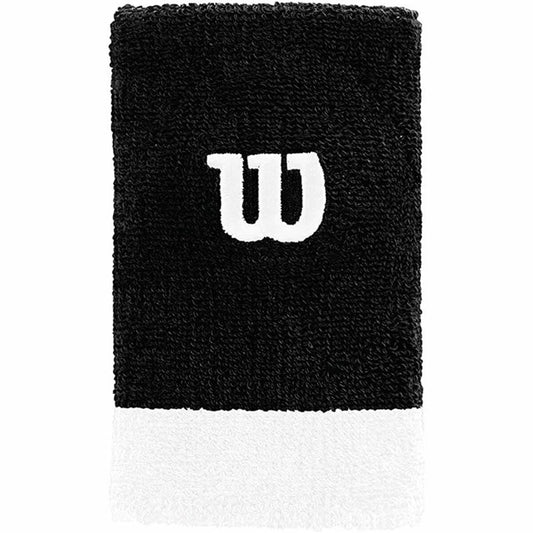 Sports Wristband Wilson Extra Wide Black & White (Pair) - Padelspeed - UK padel and racket sports shop (Sports and outdoors, Tennis)