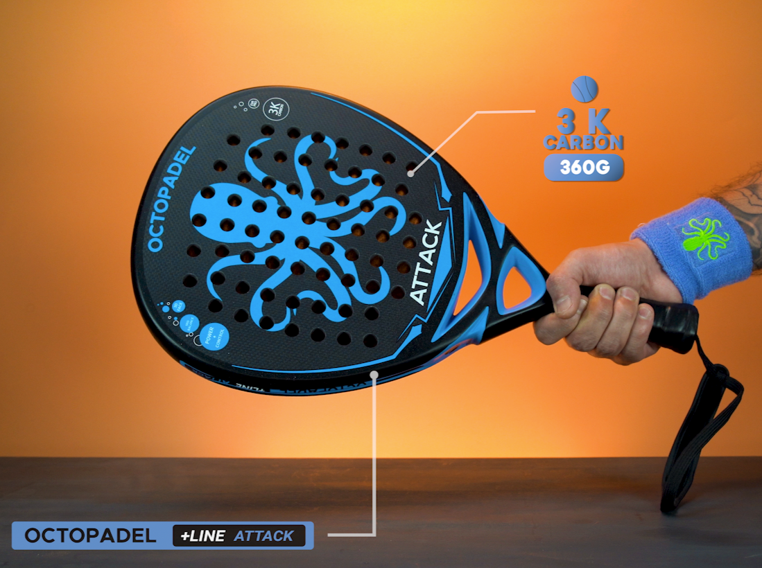 Padel Racket Octopadel Attack (Blue, Firm Feel) - Padelspeed - UK padel and racket sports shop ()