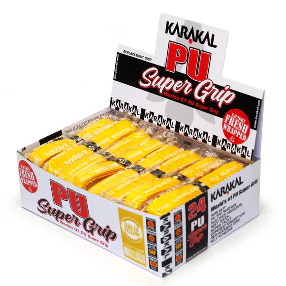 Punhos de Substituição para Raquetes Karakal PU Super Grip Amarelo (Caixa de 24)