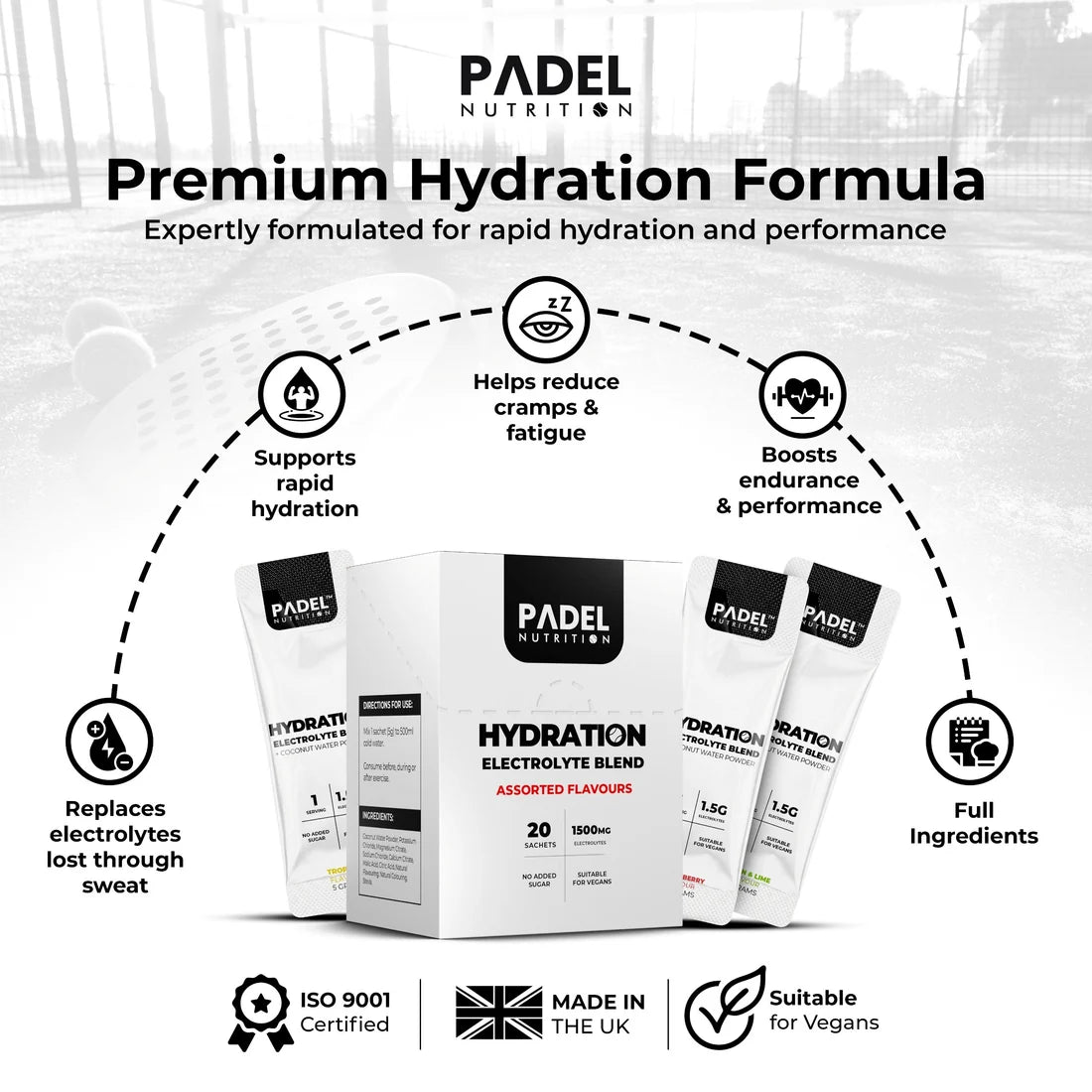 Padel Nutrition Hydration - 20 Sachet Box (Assorted Flavours)