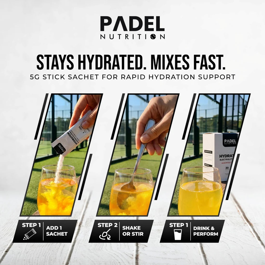 Padel Nutrition Hydration - 20 Sachet Box (Assorted Flavours)