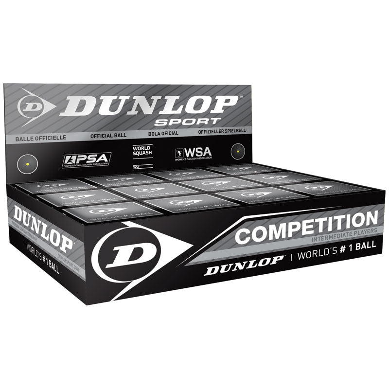 Squash Balls Dunlop Competition Single Yellow Dot (1 Dozen Box) - Padelspeed - UK padel and racket sports shop (Sports & Outdoors)